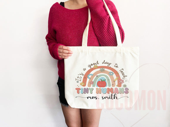 Teacher Appreciation Gift Tote Bag Canvas Custom Teacher Gift Personalized School Bag Gifted Teacher Tote Reusable Bag School Campus Bag