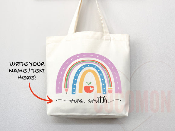 Teacher Appreciation Gift Tote Bag Canvas Custom Teacher Gift Personalized School Bag Gifted Teacher Tote Reusable Bag School Campus Bag