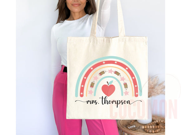 Teacher Appreciation Gift Tote Bag Canvas Custom Teacher Gift Personalized School Bag Gifted Teacher Tote Reusable Bag School Campus Bag