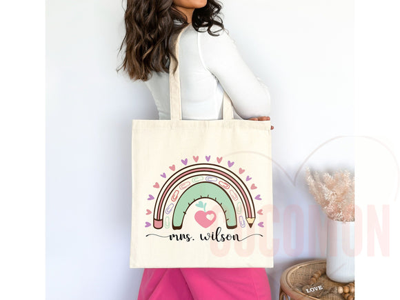 Teacher Appreciation Gift Tote Bag Canvas Custom Teacher Gift Personalized School Bag Gifted Teacher Tote Reusable Bag School Campus Bag