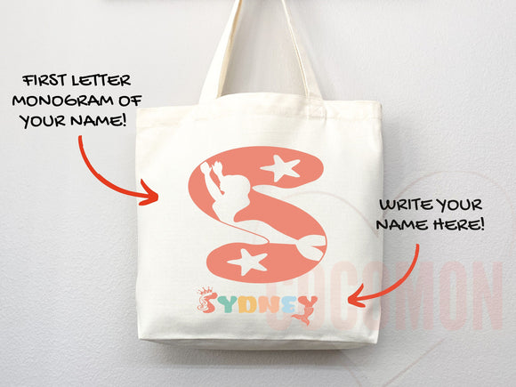 Personalized Name Tote Bag Mermaid Gift Custom Name Tote Bag Custom Tote Shopper Customized Name Gift For Her Kids Bag School Bag For Kids