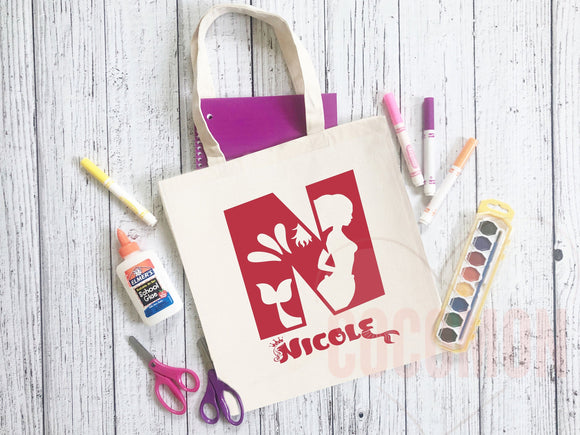 Personalized Name Tote Bag Mermaid Gift Custom Name Tote Bag Custom Tote Shopper Customized Name Gift For Her Kids Bag School Bag For Kids