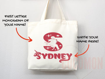 Personalized Name Tote Bag Unicorn Gift Custom Name Tote Bag Custom Tote Shopper Customized Name Gift For Her Kids Bag School Bag For Kids