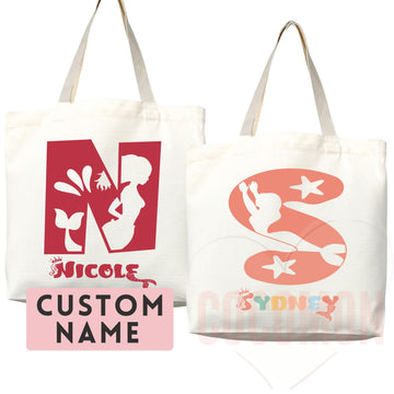 Personalized Name Tote Bag Mermaid Gift Custom Name Tote Bag Custom Tote Shopper Customized Name Gift For Her Kids Bag School Bag For Kids