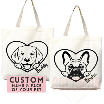 Puppy Bag, Puppy Tote Bag, French Bull dog Bag, Cute Tote Bag, Dog Bag, Dog Mom Tote Bag, Custom Pet Bag, Dog Lover Gift, Gift for Dog Mom