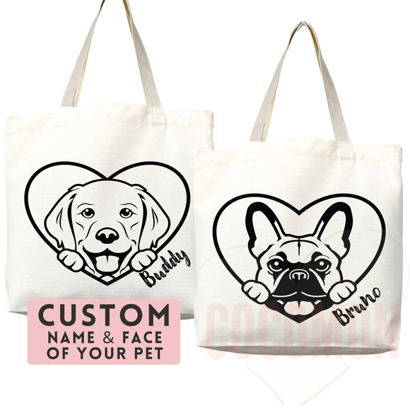Puppy Bag, Puppy Tote Bag, French Bull dog Bag, Cute Tote Bag, Dog Bag, Dog Mom Tote Bag, Custom Pet Bag, Dog Lover Gift, Gift for Dog Mom