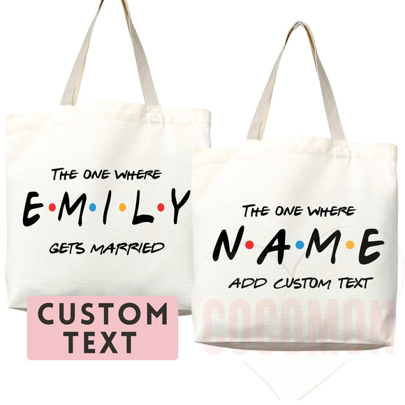 Personalized Tote Bag Friends Gift Bag Custom Tote Shopper Bag Custom Gift For Her Personalized Gift For Bridesmaid Wedding Bridal Reusable