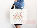 Personalized Name Tote Bag Rainbow School Tote Gift Custom Name Tote Bag Library Teacher Bag Customized Name Gift For Her Kids School Bag