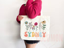 Customized Name Tote Bag Floral Tote Bag Personalized Name Bag Custom Name Tote Bag Custom Gift Bridesmaids Bag Gift Tote Shopper Women Bag