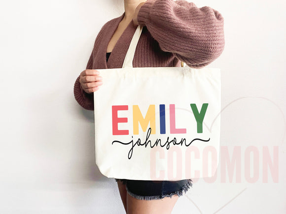 Personalized Name Tote Bag Custom Name Tote Bag Custom Tote Shopper Womens Bag Customized Name Gift For Her Kids Bag School Bag For Kids