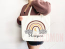 Personalized Name Tote Bag Rainbow School Tote Gift Custom Name Tote Bag Library Teacher Bag Customized Name Gift For Her Kids School Bag