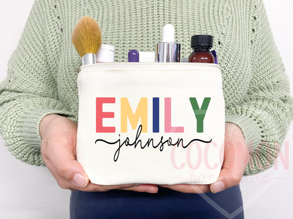 Personalized Cosmetic Pouch Custom Makeup Bag Gift Custom Make Up Pouch Women Teen Birthday Gift Monogram Cosmetic Bag Bridesmaid Gift Idea