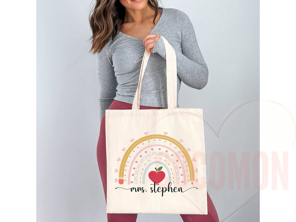 Teacher Appreciation Gift Tote Bag Canvas Custom Teacher Gift Personalized School Bag Gifted Teacher Tote Reusable Bag School Campus Bag