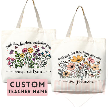 Teacher Appreciation Gift Tote Bag Canvas Custom Teacher Gift Personalized School Bag Gifted Teacher Tote Reusable Bag School Campus Bag