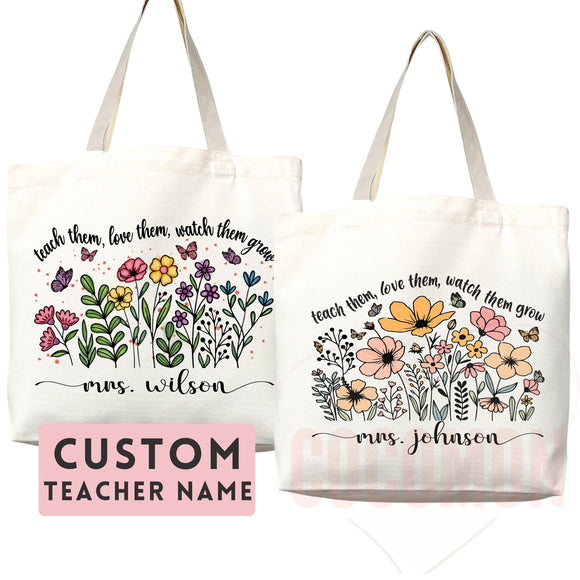Teacher Appreciation Gift Tote Bag Canvas Custom Teacher Gift Personalized School Bag Gifted Teacher Tote Reusable Bag School Campus Bag