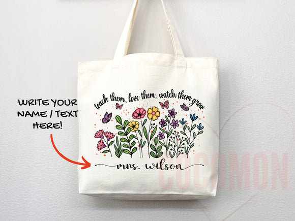 Teacher Appreciation Gift Tote Bag Canvas Custom Teacher Gift Personalized School Bag Gifted Teacher Tote Reusable Bag School Campus Bag