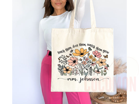 Teacher Appreciation Gift Tote Bag Canvas Custom Teacher Gift Personalized School Bag Gifted Teacher Tote Reusable Bag School Campus Bag