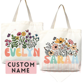 Floral Tote Bag — Personalized Gift (012)