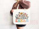 Customized Name Tote Bag Floral Tote Bag Personalized Name Bag Custom Name Tote Bag Custom Gift Bridesmaids Bag Gift Tote Shopper Women Bag