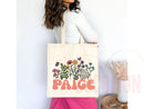Customized Name Tote Bag Floral Tote Bag Personalized Name Bag Custom Name Tote Bag Custom Gift Bridesmaids Bag Gift Tote Shopper Women Bag