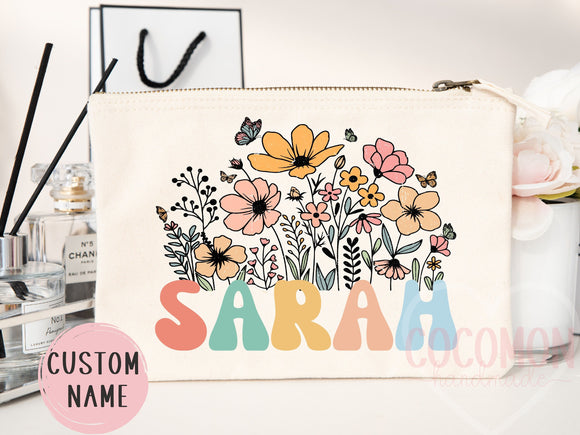 Personalized Cosmetic Pouch Custom Makeup Bag Gift Custom Make Up Pouch Women Teen Birthday Gift Monogram Cosmetic Bag Bridesmaid Gift Idea