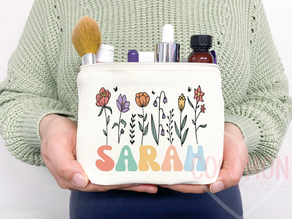 Personalized Cosmetic Pouch Custom Makeup Bag Gift Custom Make Up Pouch Women Teen Birthday Gift Monogram Cosmetic Bag Bridesmaid Gift Idea