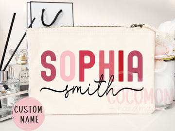 Personalized Cosmetic Pouch Custom Makeup Bag Gift Custom Make Up Pouch Women Teen Birthday Gift Monogram Cosmetic Bag Bridesmaid Gift Idea