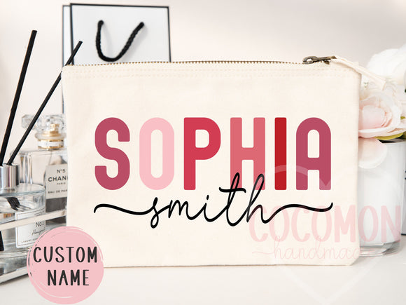 Personalized Cosmetic Pouch Custom Makeup Bag Gift Custom Make Up Pouch Women Teen Birthday Gift Monogram Cosmetic Bag Bridesmaid Gift Idea