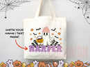 Personalized Halloween Tote Bag Custom Name Canvas Tote Bag Trick or Treat Halloween Gift Bag Goodie Bag Spooky Halloween Party Favor Gift