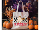 Personalized Halloween Tote Bag Custom Name Canvas Tote Bag Trick or Treat Halloween Gift Bag Goodie Bag Spooky Halloween Party Favor Gift