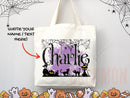 Personalized Halloween Tote Bag Custom Name Canvas Tote Bag Trick or Treat Halloween Gift Bag Goodie Bag Spooky Halloween Party Favor Gift