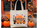 Personalized Halloween Tote Bag Custom Name Canvas Tote Bag Trick or Treat Halloween Gift Bag Goodie Bag Spooky Halloween Party Favor Gift
