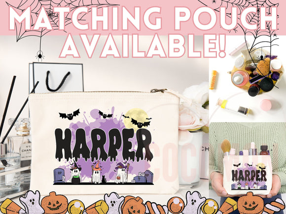 Personalized Halloween Tote Bag Custom Name Canvas Tote Bag Trick or Treat Halloween Gift Bag Goodie Bag Spooky Halloween Party Favor Gift