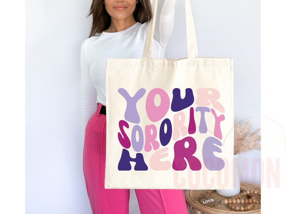 Custom Sorority Tote Bag Gift Rush Initiation Bid Day Big Little Gift Custom Name Sorority Gift College Tote Bag Personalized Gift For Her