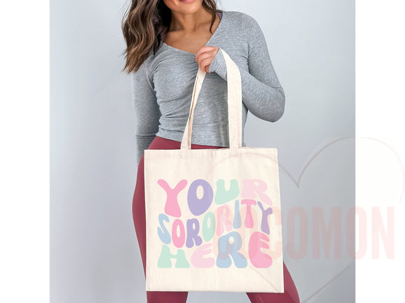 Custom Sorority Tote Bag Gift Rush Initiation Bid Day Big Little Gift Custom Name Sorority Gift College Tote Bag Personalized Gift For Her