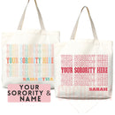 Custom Sorority Tote Bag Gift Rush Initiation Bid Day Big Little Gift Custom Name Sorority Gift College Tote Bag Personalized Gift For Her