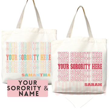 Custom Sorority Tote Bag Gift Rush Initiation Bid Day Big Little Gift Custom Name Sorority Gift College Tote Bag Personalized Gift For Her