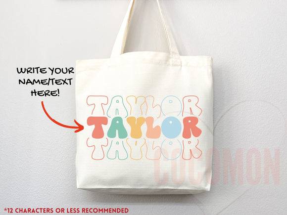 Personalized Name Tote Bag Custom Name Tote Bag Custom Tote Shopper Womens Bag Customized Name Gift For Her Kids Bag School Bag For Kids