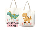 Personalized Name Tote Bag Dinosaur Gift Custom Name Tote Bag Custom Tote Shopper Customized Name Back to school Kid Bag School Bag For Kids