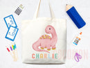 Personalized Name Tote Bag Dinosaur Gift Custom Name Tote Bag Custom Tote Shopper Customized Name Back to school Kid Bag School Bag For Kids