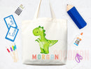 Personalized Name Tote Bag Dinosaur Gift Custom Name Tote Bag Custom Tote Shopper Customized Name Back to school Kid Bag School Bag For Kids