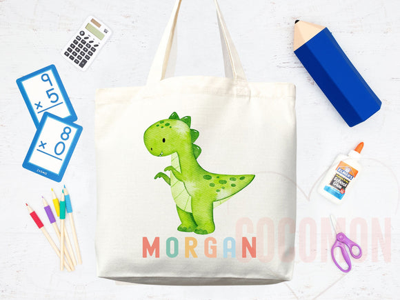 Personalized Name Tote Bag Dinosaur Gift Custom Name Tote Bag Custom Tote Shopper Customized Name Back to school Kid Bag School Bag For Kids