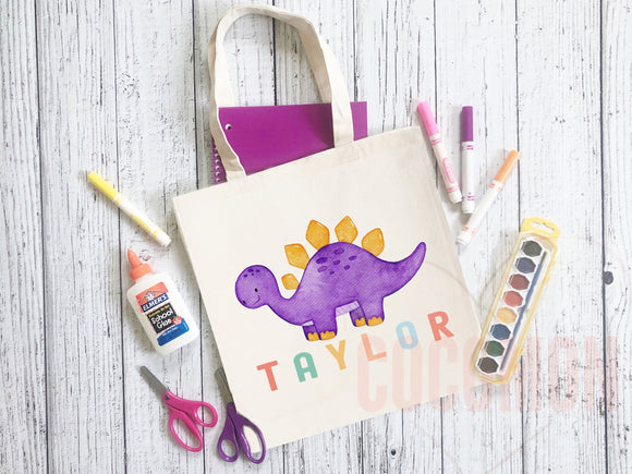 Personalized Name Tote Bag Dinosaur Gift Custom Name Tote Bag Custom Tote Shopper Customized Name Back to school Kid Bag School Bag For Kids