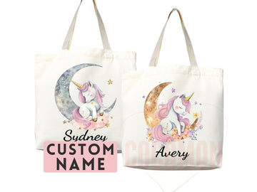 Personalized Name Tote Bag Unicorn Gift Custom Name Tote Bag Custom Tote Shopper Customized Name Gift For Her Kids Bag School Bag For Kids