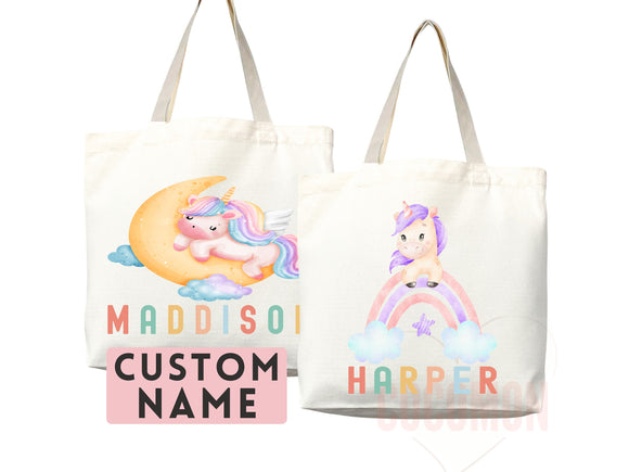 Personalized Name Tote Bag Unicorn Gift Custom Name Tote Bag Custom Tote Shopper Customized Name Gift For Her Kids Bag School Bag For Kids