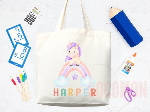 Personalized Name Tote Bag Unicorn Gift Custom Name Tote Bag Custom Tote Shopper Customized Name Gift For Her Kids Bag School Bag For Kids