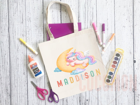Personalized Name Tote Bag Unicorn Gift Custom Name Tote Bag Custom Tote Shopper Customized Name Gift For Her Kids Bag School Bag For Kids