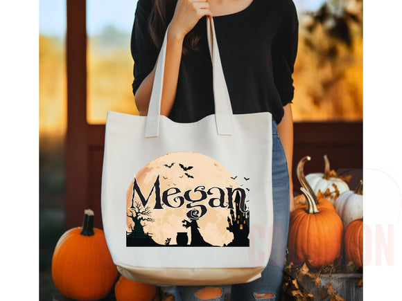 Personalized Halloween Tote Bag Custom Name Canvas Tote Bag Trick or Treat Halloween Gift Bag Goodie Bag Spooky Halloween Party Favor Gift