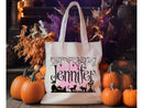 Personalized Halloween Tote Bag Custom Name Canvas Tote Bag Trick or Treat Halloween Gift Bag Goodie Bag Spooky Halloween Party Favor Gift