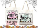Personalized Halloween Tote Bag Custom Name Canvas Tote Bag Trick or Treat Halloween Gift Bag Goodie Bag Spooky Halloween Party Favor Gift